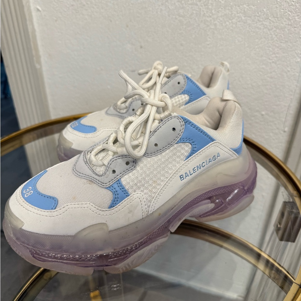 Balenciaga White and Blue Sneakers